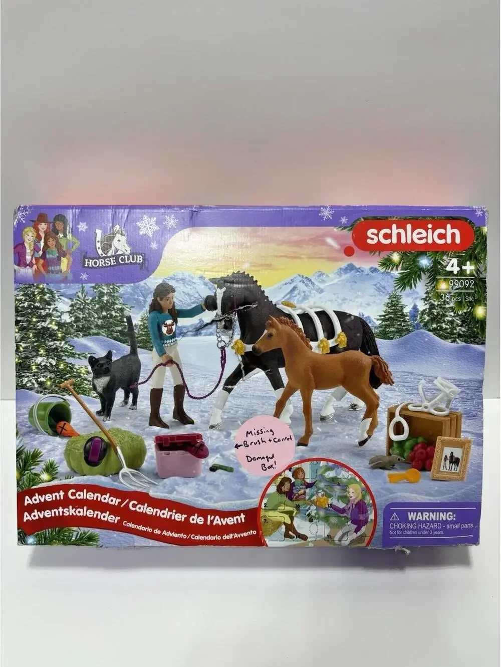 Schleich Horse Advent Calendar 2024 Damaged Box Missing Carrots and Brush